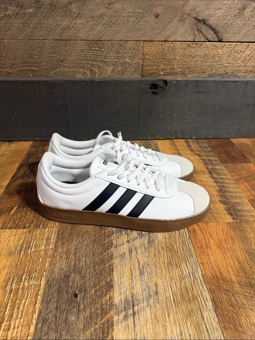 adidas VL Court Base White Black Gum Sneakers Men’s Size 8 EU 40